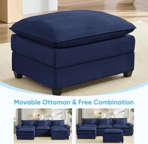 Vista 9 de Mjkone Sofá modular en forma de U de 118 pulgadas con otomana móvil, cómodo sofá modular de gran tamaño con cojín de doble capa, sofás de asiento