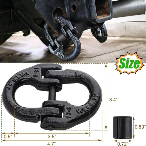 Vista 6 de Conector de Cadena de Seguridad Hammerlock, Enlace de Acoplamiento Hammerlock de 1/2 Pulgada, Enlace de Conector de Cadena de Seguridad de Enganche