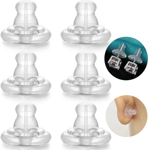 Vista 9 de 3 pares de respaldos de aretes, respaldos de aretes de plata de ley 925 para tachuelas, respaldos de aretes con cierre ajustables hipoalergénicos