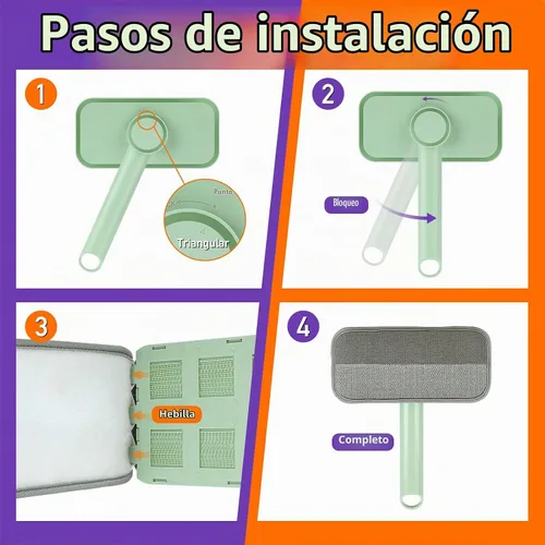 Vista 6 de Removedor de pelusas para mascotas – Removedor de pelusa reutilizable para perros y gatos, cepillo electrostático de pelusas, herramienta mágica
