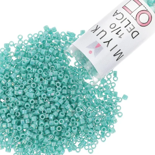 Vista 22 de Miyuki Cuentas de semillas Delica – Tamaño 11/0 (0.1 in), DB0079, forrado azul agua AB, 0.3 oz, aprox. 1440 cuentas, fabricado en Japón