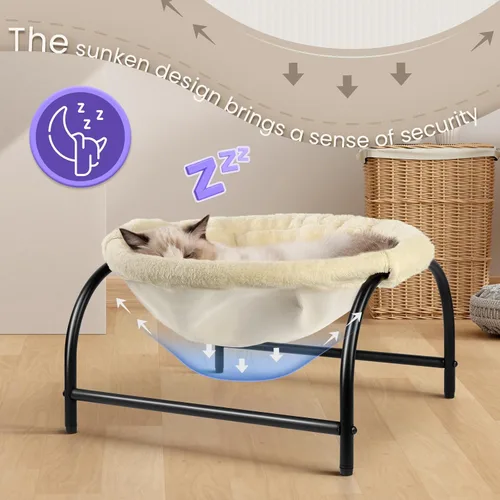 Vista 2 de JUNSPOW Cama para Gatos Percha para Perros Cama Hamaca para Mascotas Cama para Dormir Mascotas Suministros para Gatos Suministros para Mascotas Beige