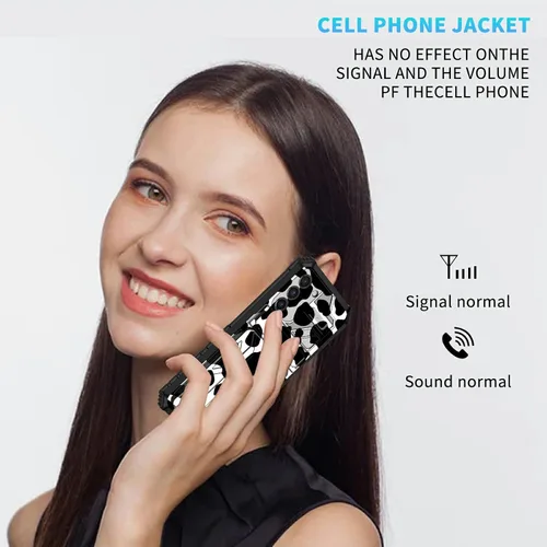 Vista 3 de Funda para Galaxy S21 FE 5G 2022 con soporte, funda de doble capa de policarbonato duro de TPU suave, estampado de vaca, estampado animal
