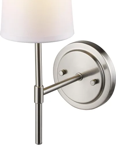 Vista 9 de GLOBE Electric 51858 Clarissa - Aplique de pared de 1 luz, níquel cepillado, pantalla de tela blanca, bombilla no incluida (paquete de 4)