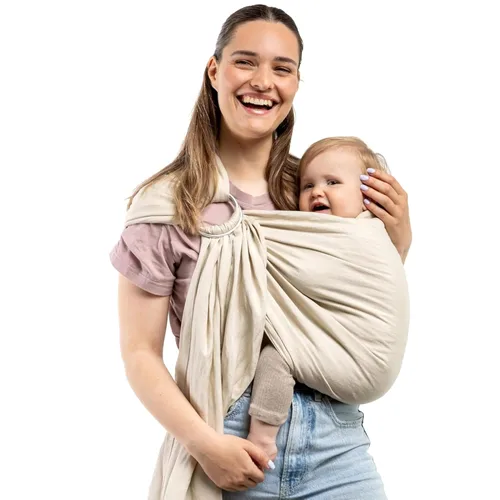 Vista 12 de Boba Ring Sling Portabebés, Lino de Bambú, Recién Nacido a Niño, Centeno de Centeno de lino