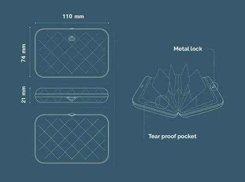 Vista 7 de ÖGON -DESIGNS- Lady Case - Cartera de aluminio para mujer, bolsa acolchada de metal, tarjetero con bloqueo RFID, cierre de metal fuerte