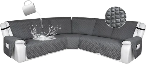 Vista 148 de HDCAXKJ Fundas de sofá seccional reclinable 100% impermeable, forma de L, funda de sofá reclinable lavable acolchada suave para mascotas, perro