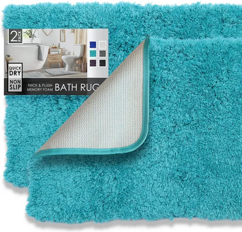 Vista 14 de Clara Clark Alfombras de baño, alfombras de baño ultra suaves y peludas - tapetes de baño para baño, lavable a máquina, base antideslizante de goma