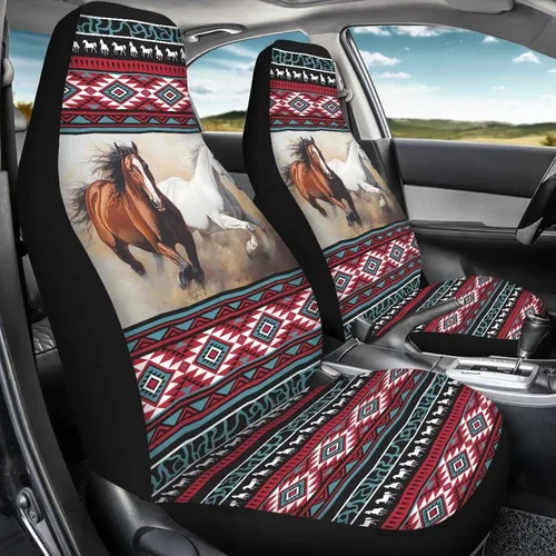 Vista 25 de LedBack Fundas universales de asiento de coche solo para asientos delanteros, bandera estadounidense, ciervos, 2 piezas, protector elástico