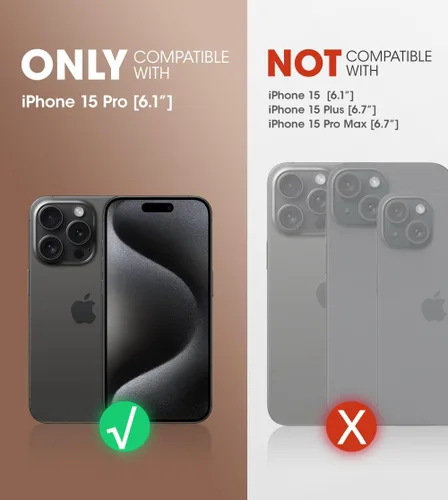 Vista 2 de SUPCASE Funda para iPhone 15 Pro con soporte y clip para cinturón, [Unicorn Beetle Pro] [Protector de pantalla integrado]