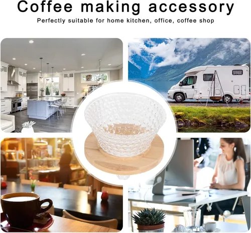 Vista 2 de Lazmin112 Gotero de café para verter sobre café, de vidrio reutilizable, embudo para cafetera, hervidor de agua, accesorios para cafetera