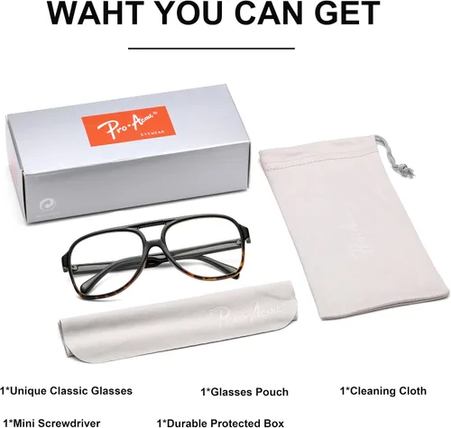 Vista 7 de Pro Acme Lentes de gran tamaño para mujeres y hombres sin receta médica lentes grandes transparentes y clásicos con doble puente