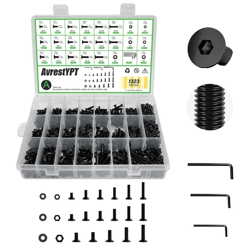Vista 14 de 1715Pcs M2 M3 M4 M5 Screw Kit - 3D Printer Mini Screw, Allen Head/Flat Head/Countersunk Bolt/Screws, Metric Bolts Assortment, Black Nuts and Bolts