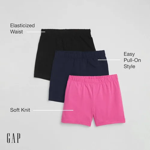 Vista 3 de GAP Paquete de 3 pantalones cortos Cartwheel para niña