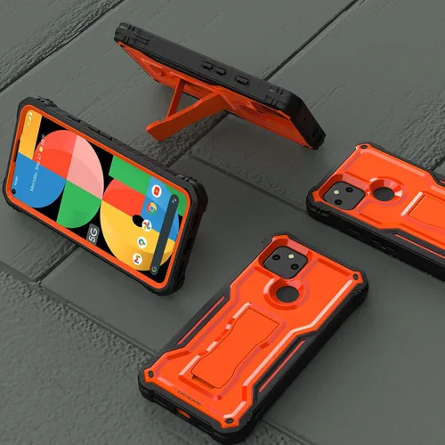 Vista 6 de ExoGuard Funda para Google Pixel 5A 5G, funda de goma a prueba de golpes, protector de pantalla integrado y soporte compatible con Google Pixel 5A