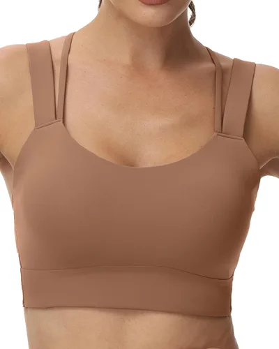 Vista 2 de Attifall Sujetador deportivo con tirantes y copa CD, espalda cruzada, para yoga, entrenamiento, correr, gimnasio, deportes