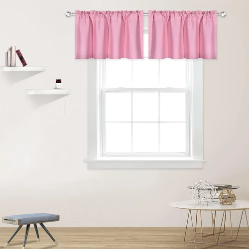 Vista 30 de DECOVSUN Cenefas Aqua para ventanas de cocina, con bolsillo para barra, opacas, con aislamiento térmico, 1 panel de 42 x 18 pulgadas