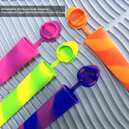 Vista 7 de Moldes de paletas caseras, paquete de 6 moldes para paletas de hielo sin Color mixto
