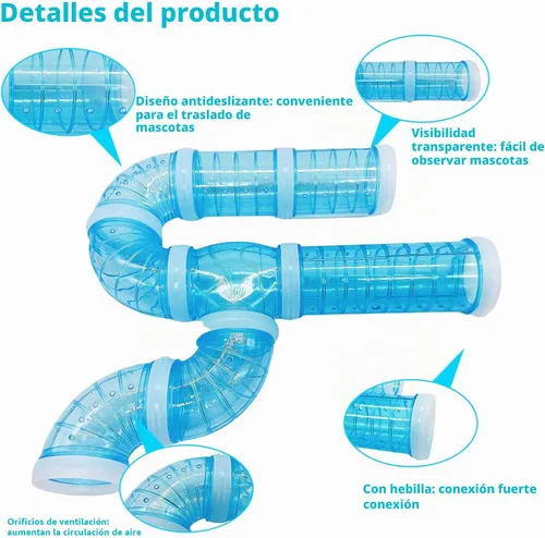 Vista 4 de 8 piezas de tubo de túnel de hámster DIY surtido de juguete transparente de aventura tubo de juego juego de ejercicios para ratón, hámster sirio
