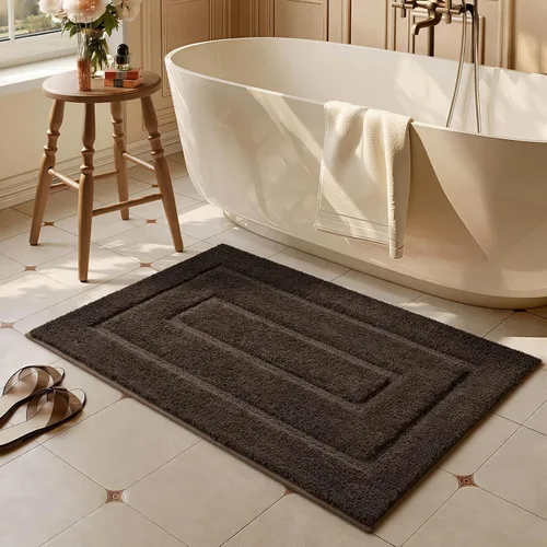 Vista 49 de HOMORE Alfombra de baño negra de 24 x 17 pulgadas, suave y absorbente, alfombra de baño pequeña, alfombra de baño lavable antideslizante para bañera