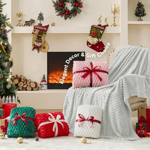 Vista 14 de BEDELITE Manta de forro polar para sofá y cama, manta decorativa de jacquard 3D de almendra, súper suave y acogedora, manta mullida cálida adecuada