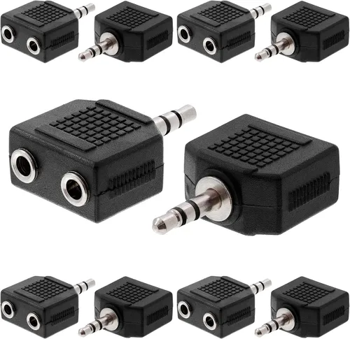 Vista 15 de Cmple - [Paquete de 10] Adaptador de audio para avión dual de 0.138 in macho a 0.138 in hembra, adaptador de audio estéreo para auriculares de vuelo
