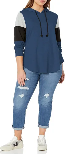 Vista 3 de DOLNINE Sudaderas con capucha de talla grande para mujer, sudaderas de manga larga con bloques