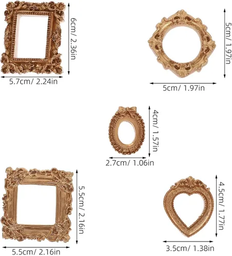 Vista 2 de Levemolo Mini Antique Resin Picture Frames 10pcs Vintage Golden DIY Craft