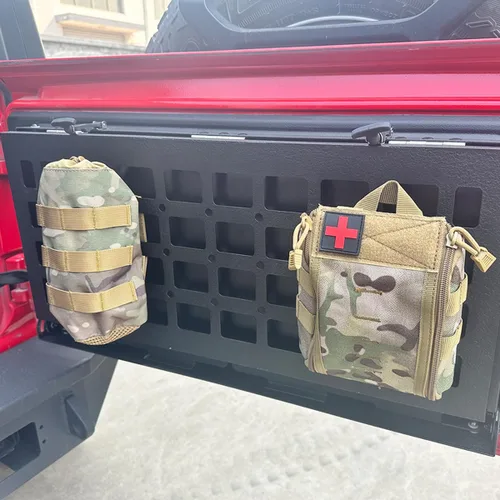 Vista 2 de Mesa plegable de 2 niveles para puerta trasera de campamento, estante de carga compatible con Jeep Wrangler JL 2018-2025