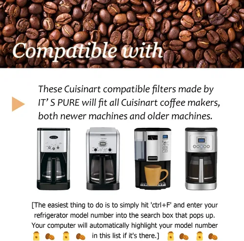 Vista 2 de 12 paquetes de filtros de agua de carbón de repuesto para todas las máquinas de café Cuisinart, eliminan el cloro, los olores y otras impurezas