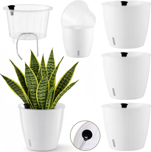 Vista 19 de Macetas transparentes de riego automático para plantas de interior, paquete de 3 macetas de riego automático de 6.7 pulgadas, macetas transparentes