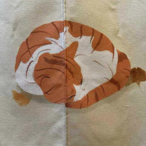 Vista 2 de Ofat Home Cortina de puerta Noren japonesa con diseño de gato durmiendo, cortina de armario, cortina de pared para colgar en la ventana, 33.5 x 59.1