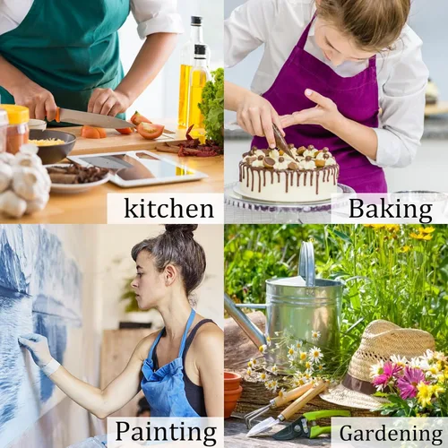 Vista 4 de Delantal verde de alienígena, delantal de cocina ajustable de tela Oxford con 2 bolsillos, delantales de cocina impermeables para hombres, mujeres