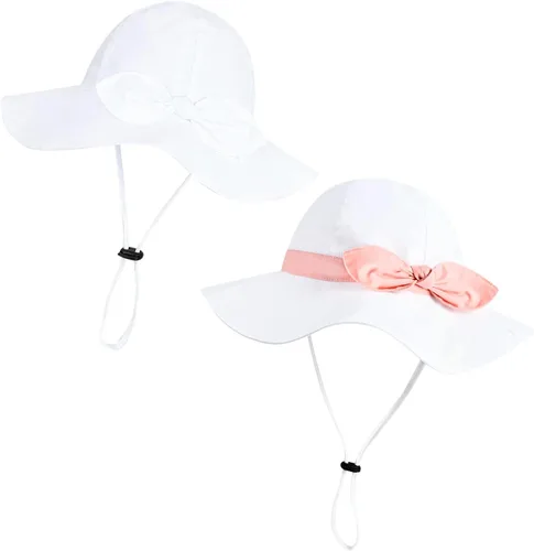 Vista 71 de Sombrero de sol para bebé niña con UPF 50+ sombrero de playa ajustable para exteriores con ala ancha