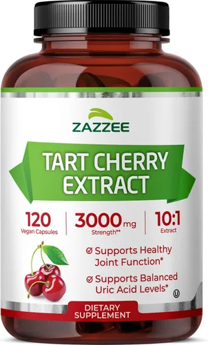 Vista 10 de Zazzee - Extracto de cereza agria 10:1, 60 cápsulas veganas, suministro para 2 meses Montmorency Cherry, Certified Kosher, Joint & Uric Acid