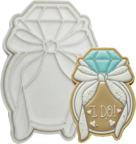 Vista 18 de Juego de 11 cortadores de galletas de amor con sello 3D de ácido poliláctico (PLA) para cocina, pastel, vestido de boda, formas de anillo de amor