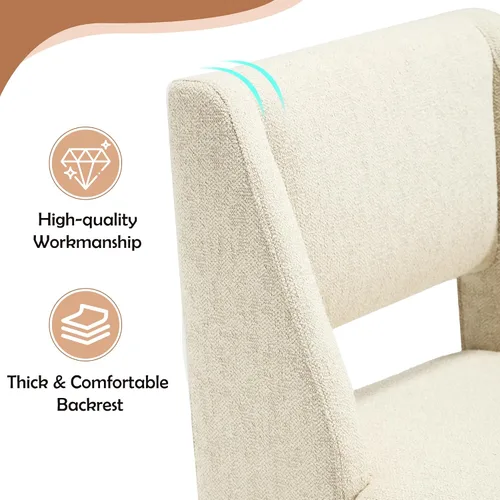 Vista 3 de Juego de 2 sillas de comedor tapizadas, modernas sillas de comedor con cojín grueso y ancho, respaldo abierto y patas de metal para cocina, sala