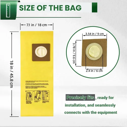 Vista 4 de Paquete de 12 bolsas de repuesto para aspiradora Hoover HushTone Commercial CU2 CH54113, CH54115 Series Filtración de doble capa y diseño a prueba