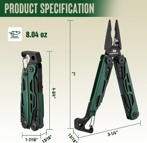 Vista 3 de MOSSY OAK Alicates Multiherramienta Mecanizados por CNC, Herramienta Múltiple 27-en-1 con Cuchillo de Bolsillo, Iniciador de Fuego y Silbato