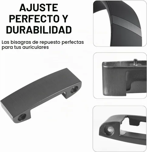 Vista 4 de Repuesto de diadema y bisagra para auriculares Beats Studio Pro, kit de reparación de accesorios duraderos (negro)