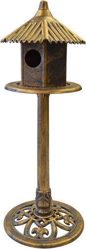 Vista 4 de Westcharm Classic Heights - Elegante casa para pájaros silvestres con techo abovedado y base de pedestal, acabado de bronce antiguo, casa de pájaros