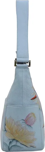 Vista 4 de Anuschka Bolso de mano de cuero genuino para mujer Hobo clásico con bolsillo lateral