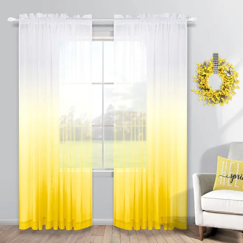 Vista 22 de KOUFALL Cortinas de ventana de baño para ducha, juego de 2 paneles de cortinas cortas transparentes en blanco y negro para cocina, dormitorio