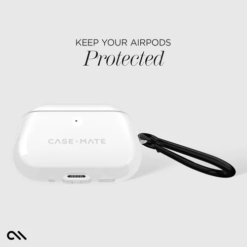 Vista 5 de Case-Mate Funda para Airpods Pro 3 con mosquetón negro [compatible con carga inalámbrica] – Funda transparente resistente para AirPods Pro 3