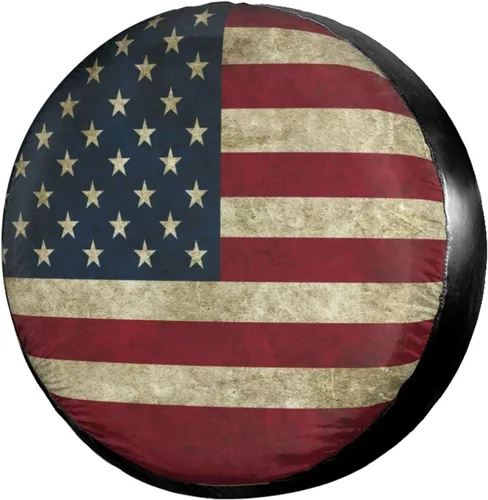 Vista 21 de Cubierta de Neumático de Repuesto con Bandera Negra de América con Agujero para Cámara de Respaldo Cubierta de Neumático de Rueda Compatible