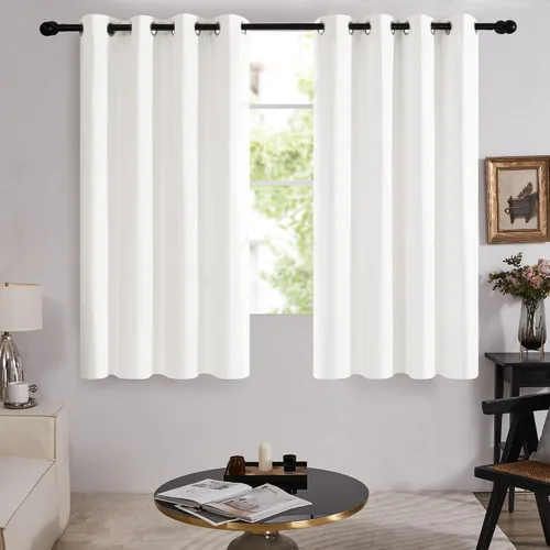 Vista 195 de Deconovo Cortinas opacas 100% con forro negro, cortinas con ojales aisladas térmicamente que reducen el ruido, doble capa para oscurecer