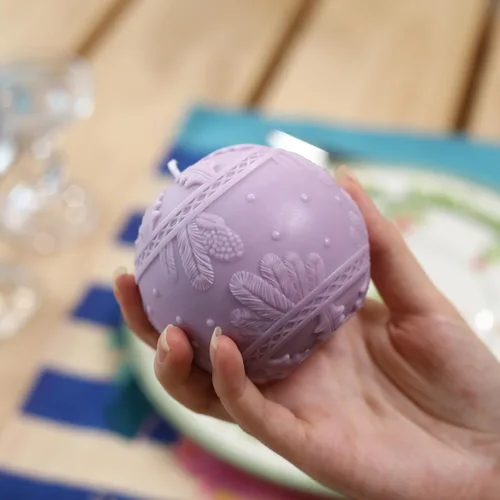 Vista 2 de BOOWAN NICOLE Molde de silicona de vela ligera de bola de Navidad para hacer velas, molde de silicona para velas hechas a mano DIY decoración