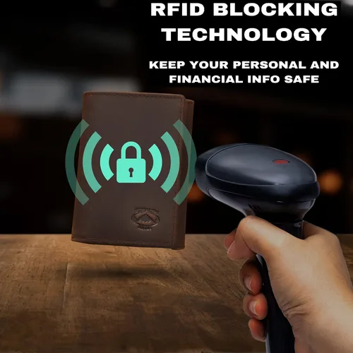 Vista 4 de Stealth Mode Trifold portafolios de piel RFID bloqueo bolso para hombres
