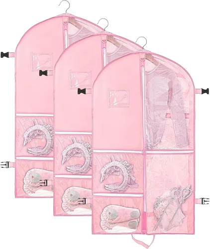 Vista 27 de Bolsa de ropa para disfraces de baile, bolsas de ropa de 40 pulgadas para bailarines para colgar ropa y almacenamiento de viajes, bolsas de recital