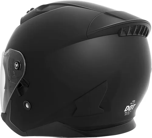 Vista 3 de Casco abierto para motocicleta, YEMA YM-637 aprobado por DOT, medio casco 3/4 con visera solar para adultos, hombres y mujeres